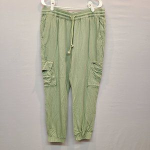 Elizabeth James Pants Green Cargo Womens Large Elastic Waist